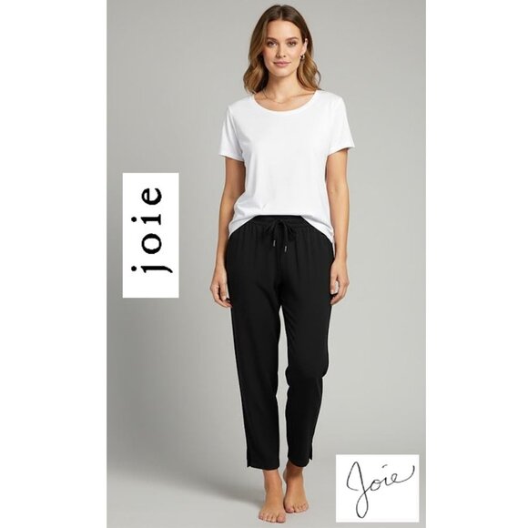 JOIE - Women's black drawstring waist ankle pants - Picture 1 of 9